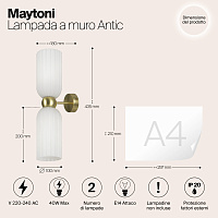 Maytoni Modern Antic Настенный светильник (бра) цвет: золото MOD302WL-02W