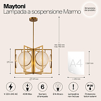 Maytoni Modern Marmo Подвесной светильник цвет: латунь MOD099PL-06G