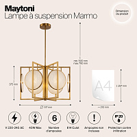 Maytoni Modern Marmo Подвесной светильник цвет: латунь MOD099PL-06G