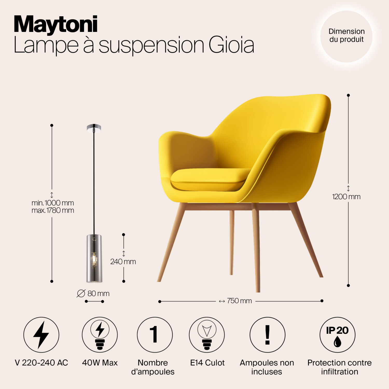 Maytoni Modern Gioia Подвесной светильник цвет: хром P011PL-01CH