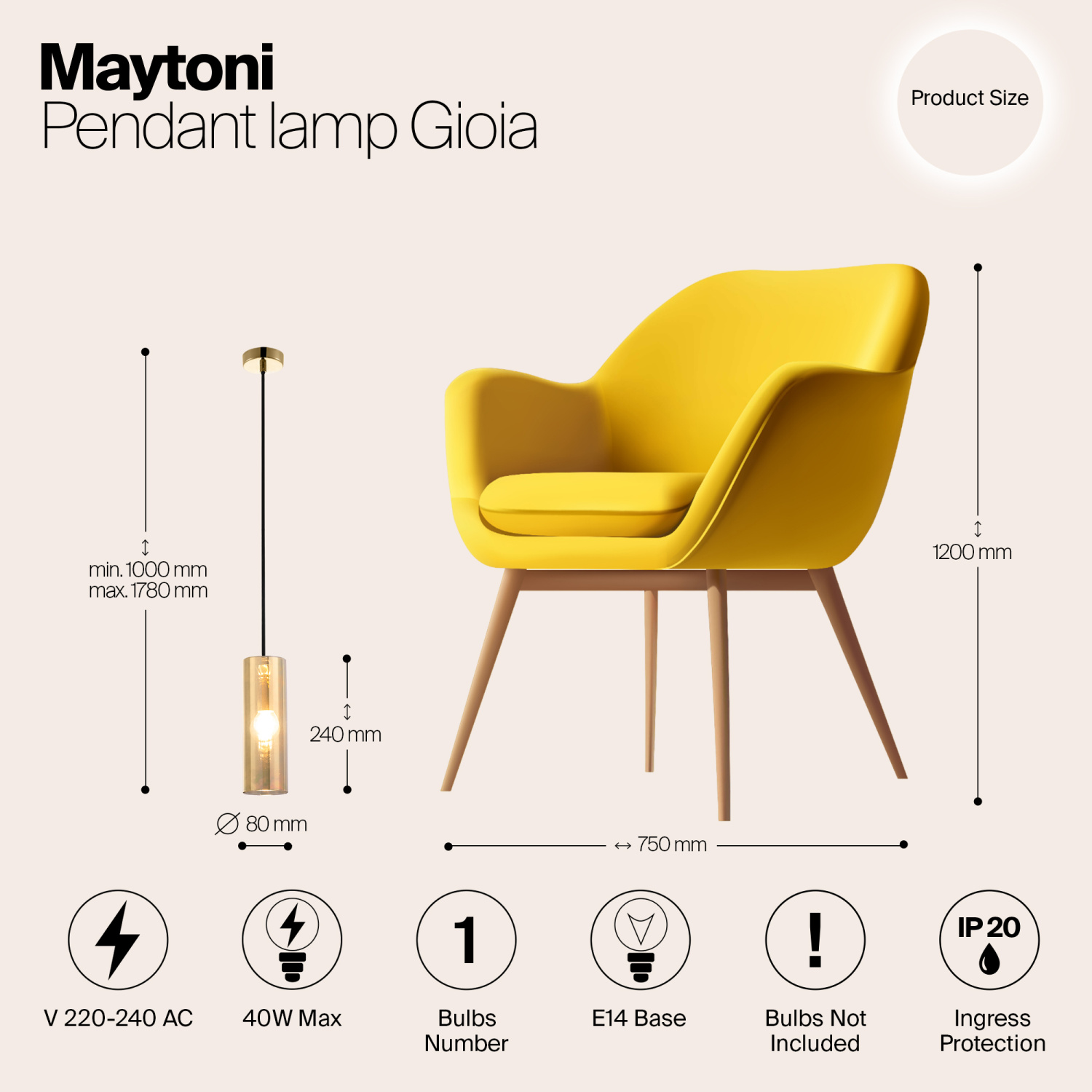 Maytoni Modern Gioia Подвесной светильник цвет: золото P011PL-01G