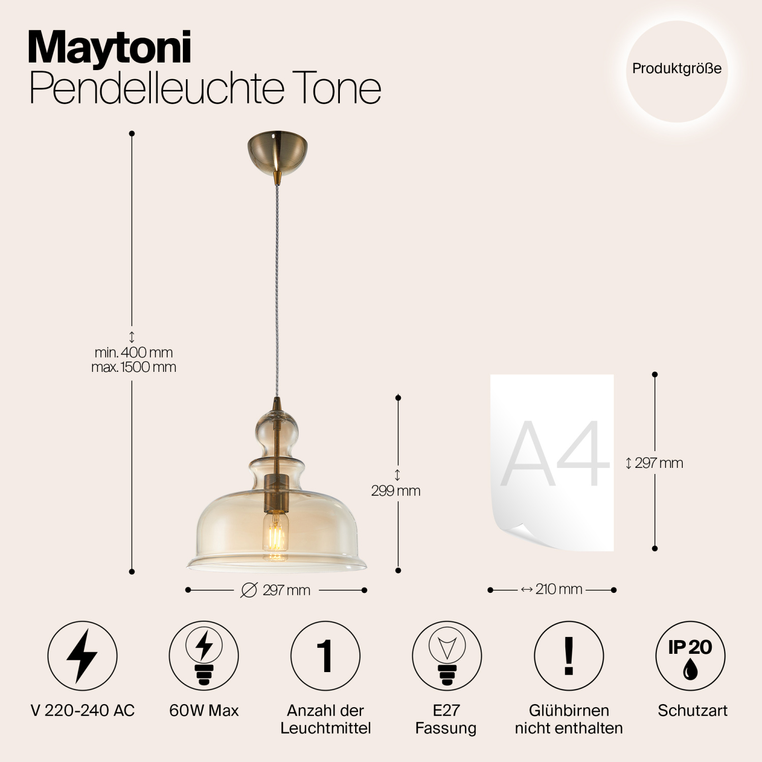 Maytoni Modern Tone Подвесной светильник цвет: бронза P001PL-01BZ