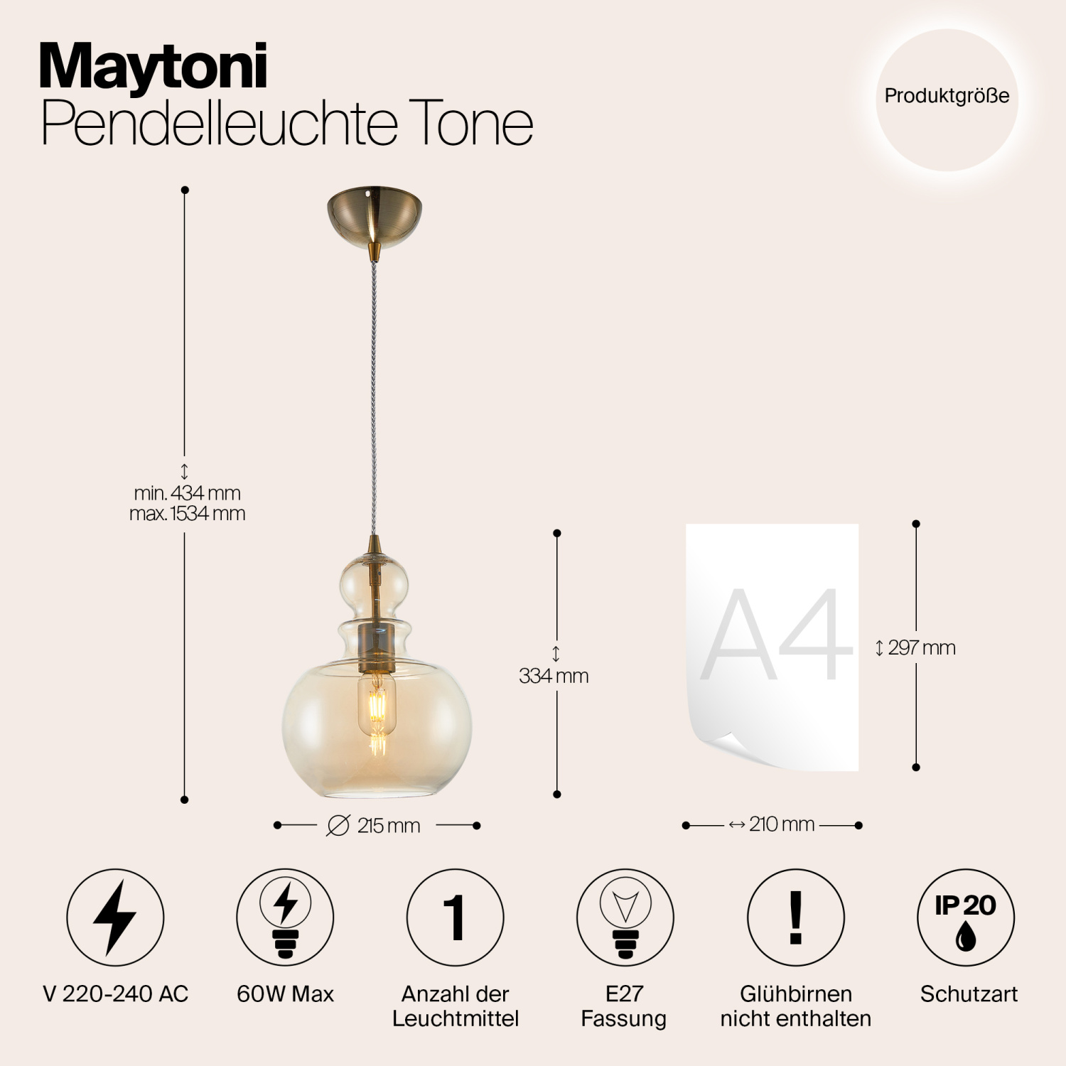 Maytoni Modern Tone Подвесной светильник цвет: бронза P003PL-01BZ