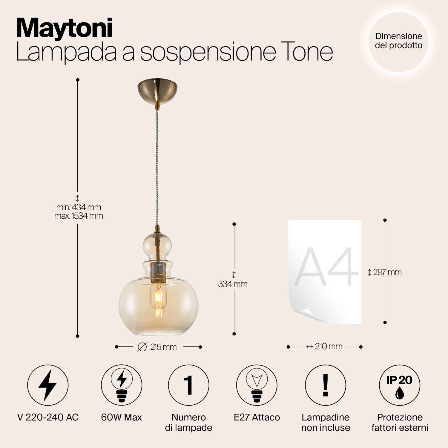 Maytoni Modern Tone Подвесной светильник цвет: бронза P003PL-01BZ