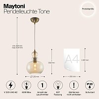 Maytoni Modern Tone Подвесной светильник цвет: бронза P003PL-01BZ