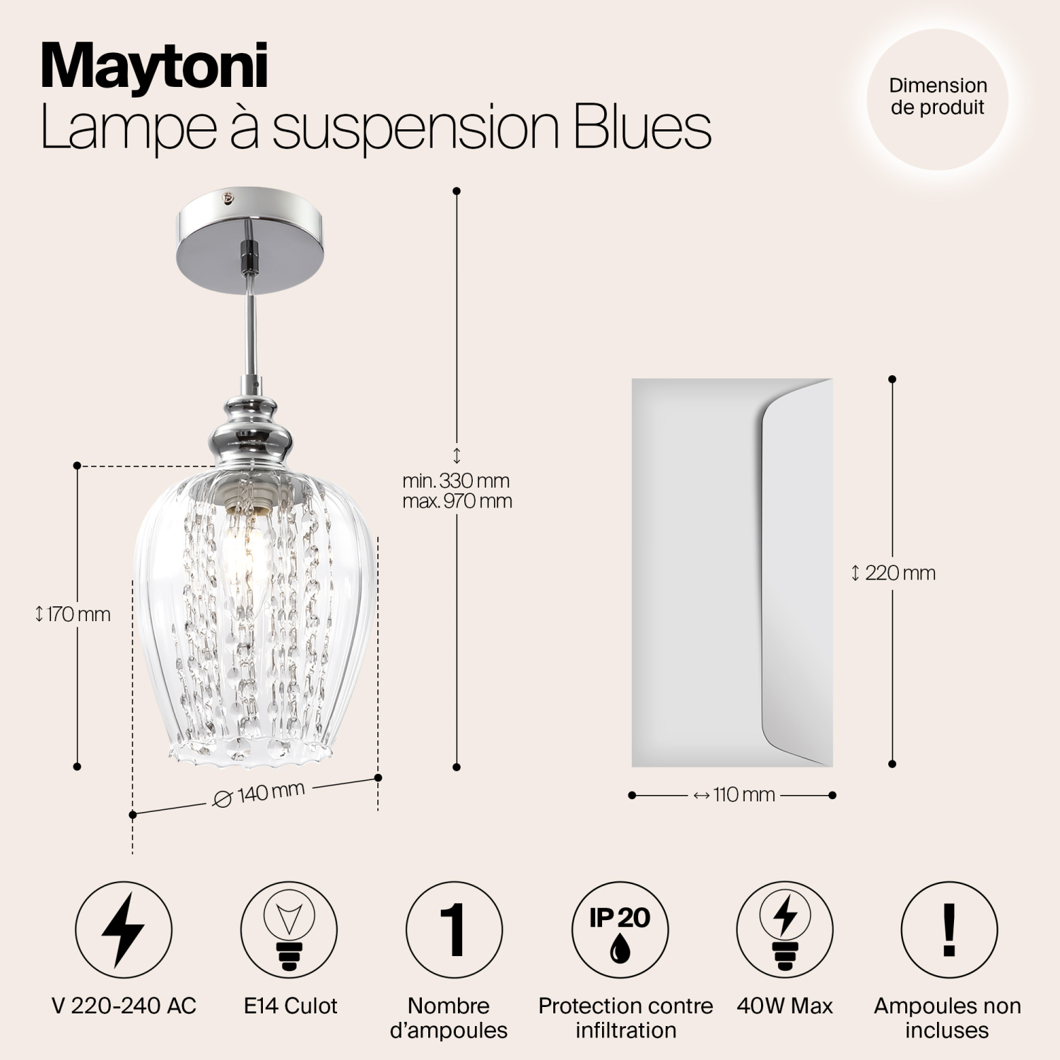 Maytoni Modern Blues Подвесной светильник цвет: никель MOD044-PL-01-N
