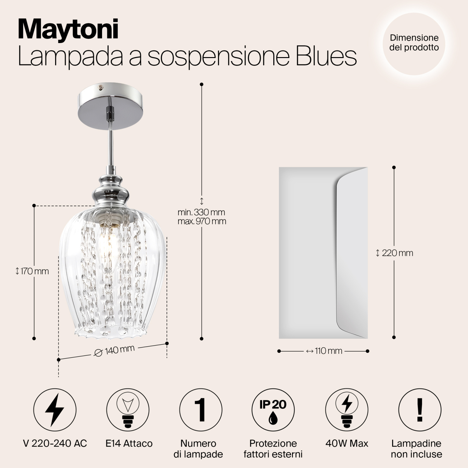 Maytoni Modern Blues Подвесной светильник цвет: никель MOD044-PL-01-N