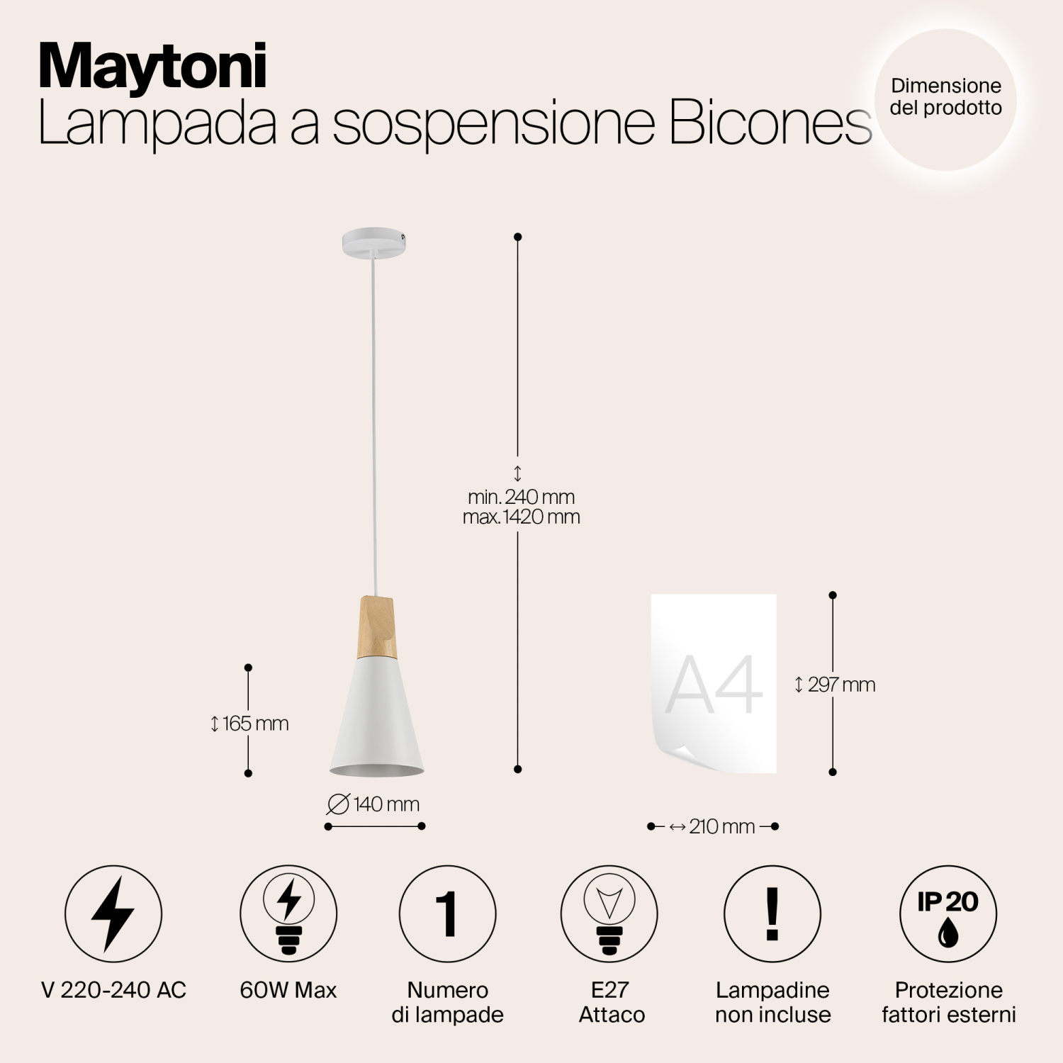 Maytoni Modern Bicones Подвесной светильник цвет: белый P359-PL-140-W