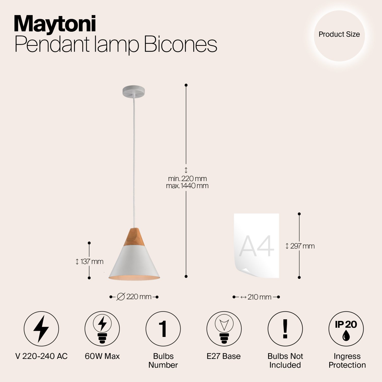 Maytoni Modern Bicones Подвесной светильник цвет: белый P359-PL-01-W