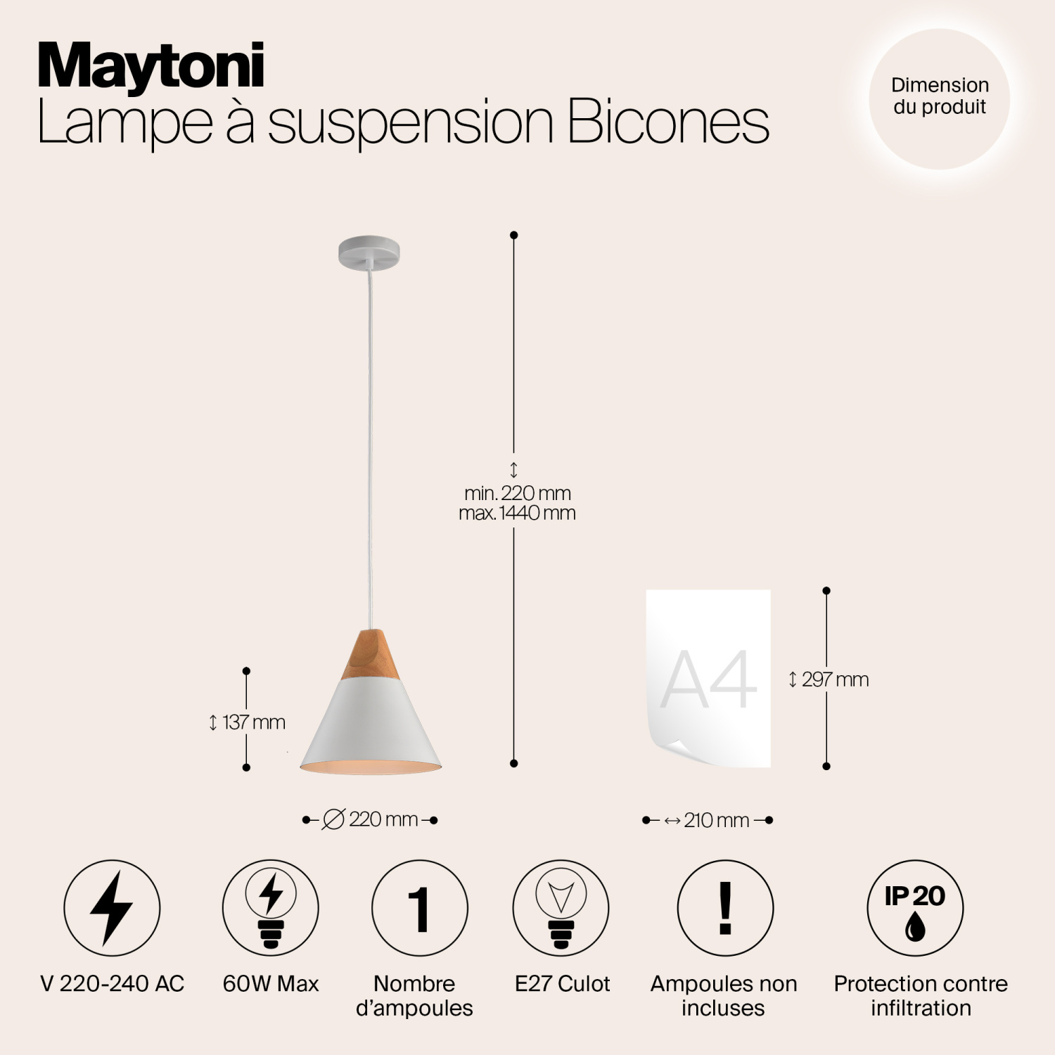 Maytoni Modern Bicones Подвесной светильник цвет: белый P359-PL-01-W