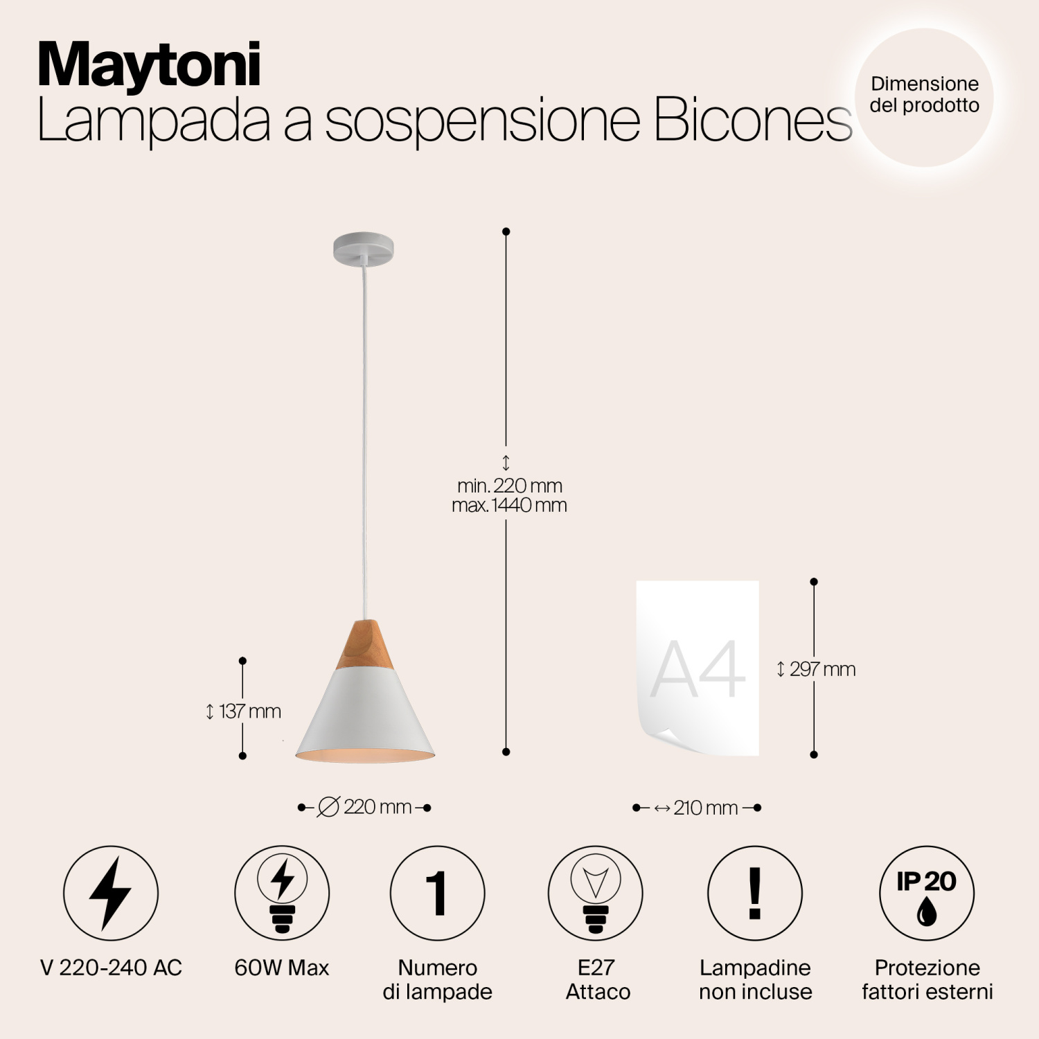 Maytoni Modern Bicones Подвесной светильник цвет: белый P359-PL-01-W