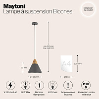 Maytoni Modern Bicones Подвесной светильник цвет: серый P359-PL-220-C