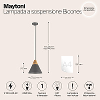 Maytoni Modern Bicones Подвесной светильник цвет: серый P359-PL-220-C