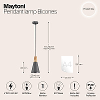 Maytoni Modern Bicones Подвесной светильник цвет: серый P359-PL-140-C