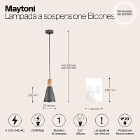 Maytoni Modern Bicones Подвесной светильник цвет: серый P359-PL-140-C