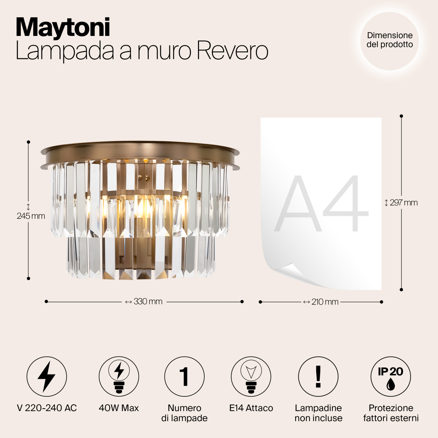 Maytoni Classic Revero Настенный светильник (бра) цвет: латунь MOD085WL-01BS