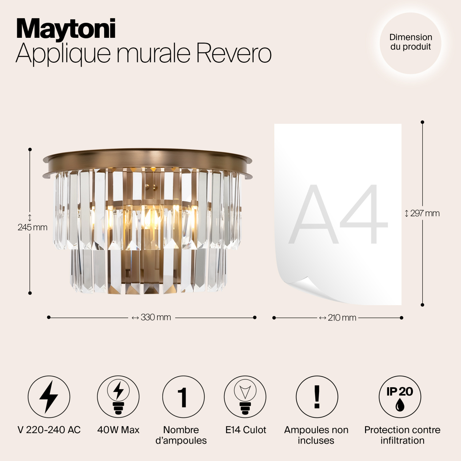 Maytoni Classic Revero Настенный светильник (бра) цвет: латунь MOD085WL-01BS