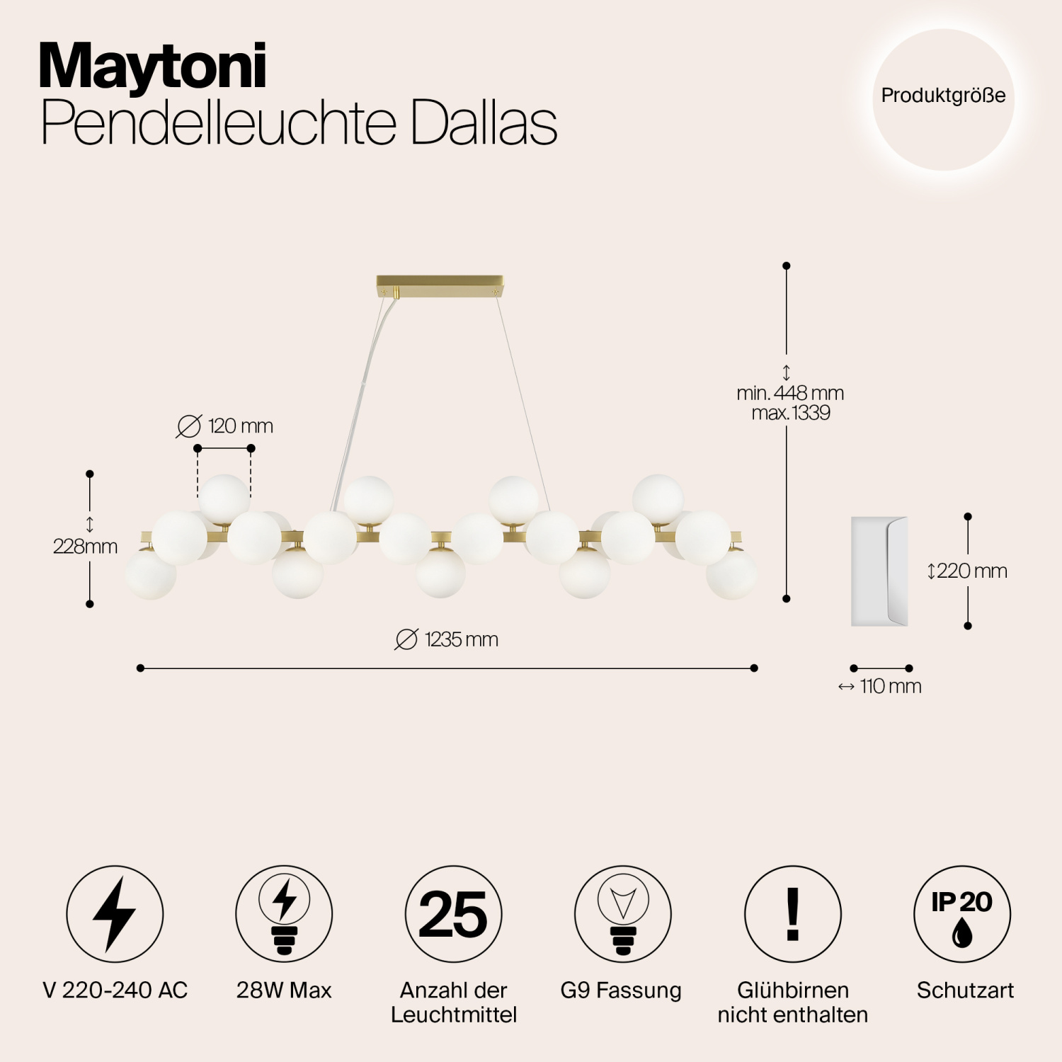 Maytoni Modern Dallas Подвесной светильник цвет: золото MOD547PL-25BS