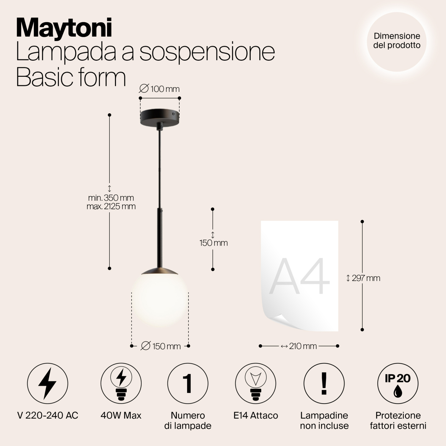 Maytoni Modern Basic form Подвесной светильник цвет: черный MOD321PL-01B
