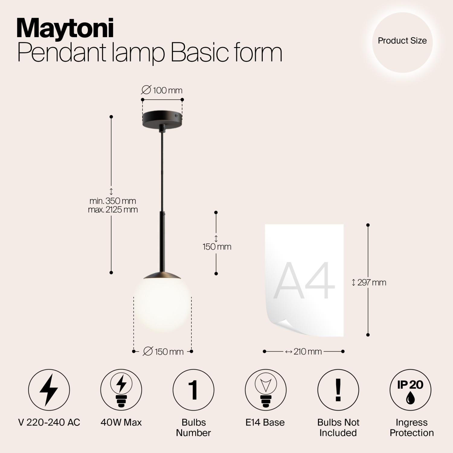 Maytoni Modern Basic form Подвесной светильник цвет: черный MOD321PL-01B