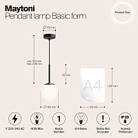 Maytoni Modern Basic form Подвесной светильник цвет: черный MOD321PL-01B