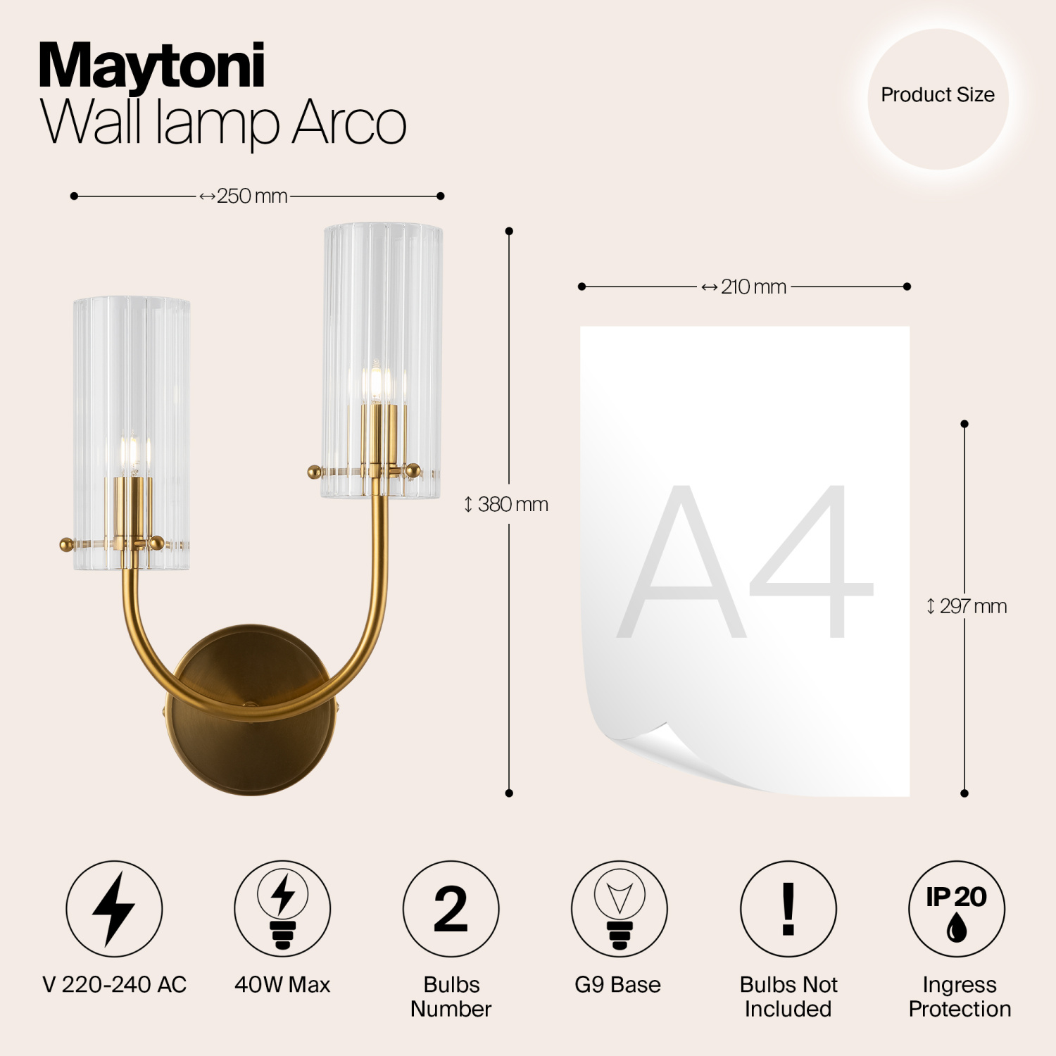 Maytoni Classic Arco Настенный светильник (бра) цвет: латунь MOD223WL-02BS1