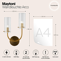 Maytoni Classic Arco Настенный светильник (бра) цвет: латунь MOD223WL-02BS1
