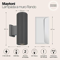 Maytoni Outdoor Rando Настенный светильник (бра) цвет: серый O419WL-02GR