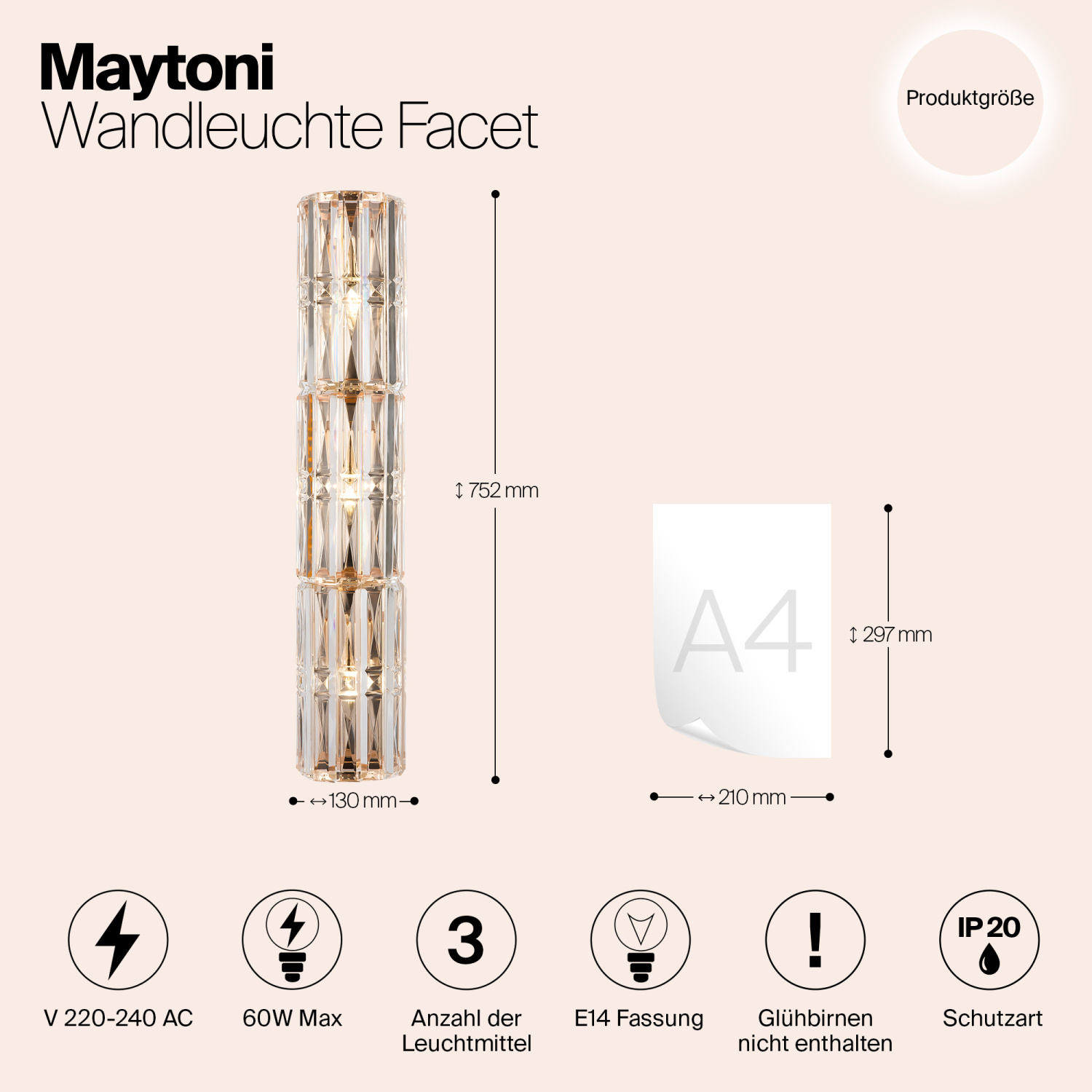 Maytoni Classic Facet Настенный светильник (бра) цвет: золото MOD094WL-03G