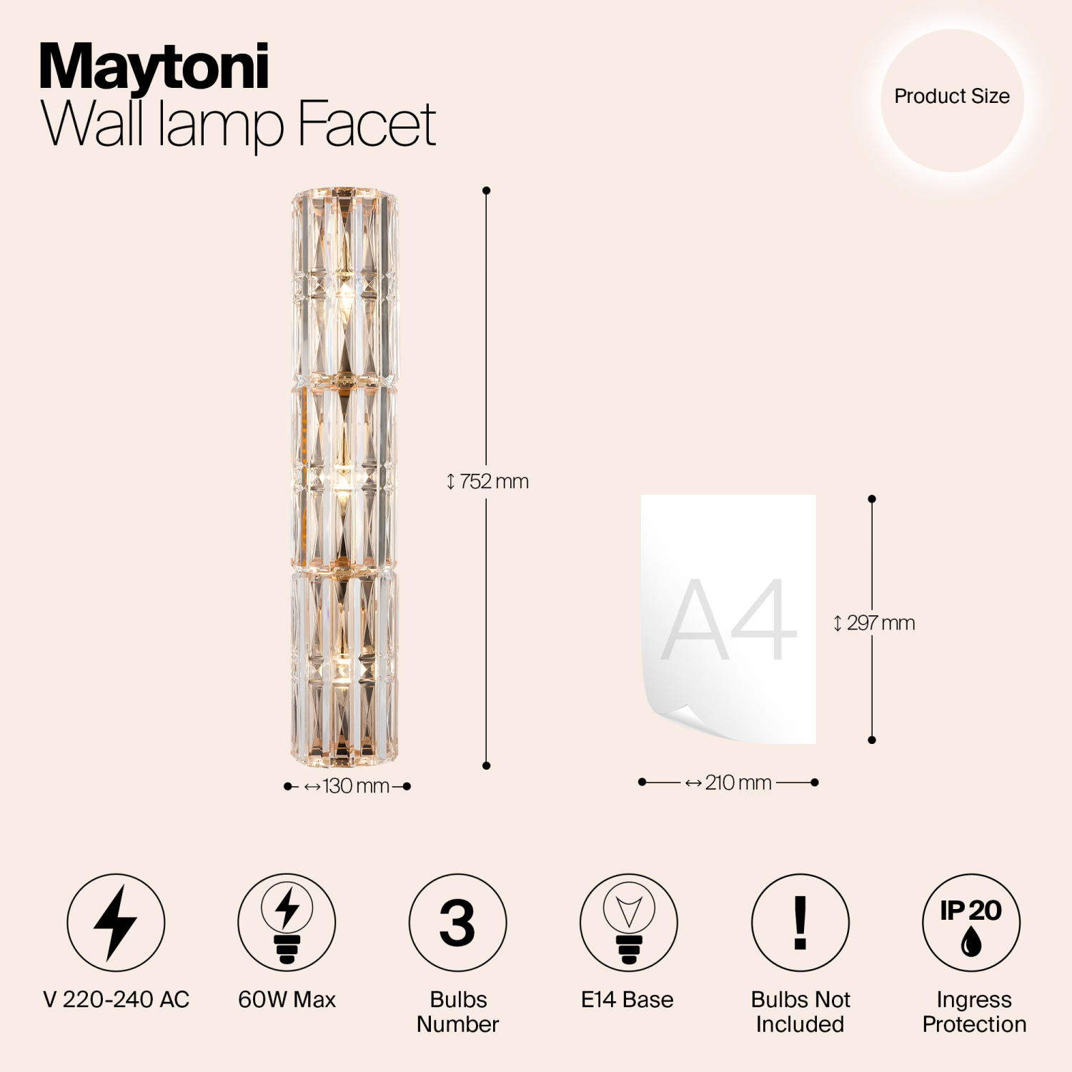Maytoni Classic Facet Настенный светильник (бра) цвет: золото MOD094WL-03G