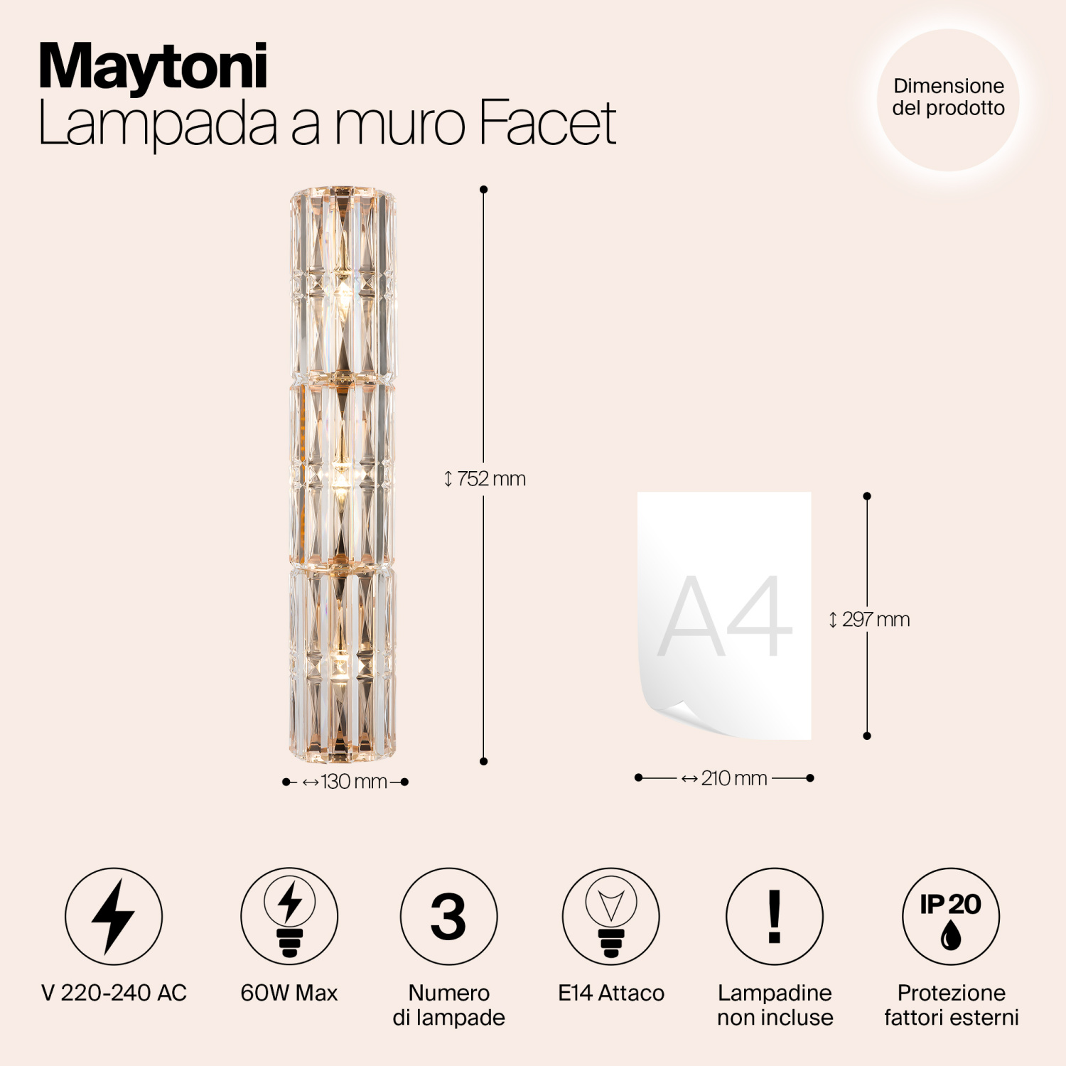 Maytoni Classic Facet Настенный светильник (бра) цвет: золото MOD094WL-03G