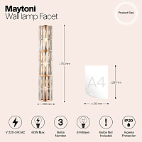 Maytoni Classic Facet Настенный светильник (бра) цвет: золото MOD094WL-03G
