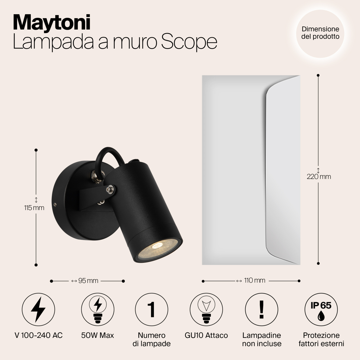 Maytoni Outdoor Scope Настенный светильник (бра) цвет: черный O025WL-01B