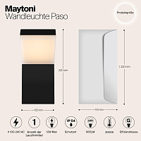 Maytoni Outdoor Paso Настенный светильник (бра) цвет: черный O595WL-L12B3K