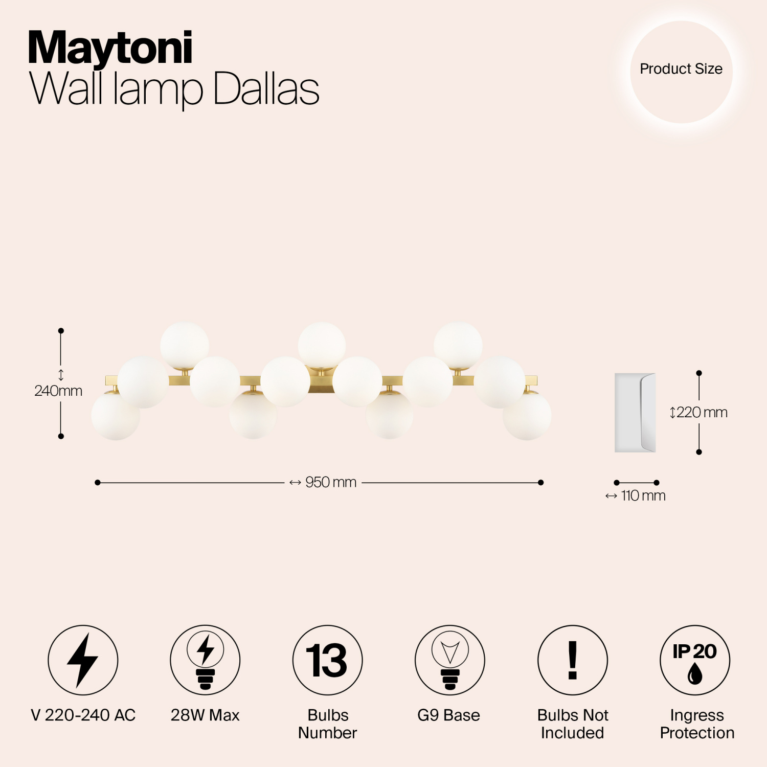 Maytoni Modern Dallas Настенный светильник (бра) цвет: золото MOD547WL-13BS