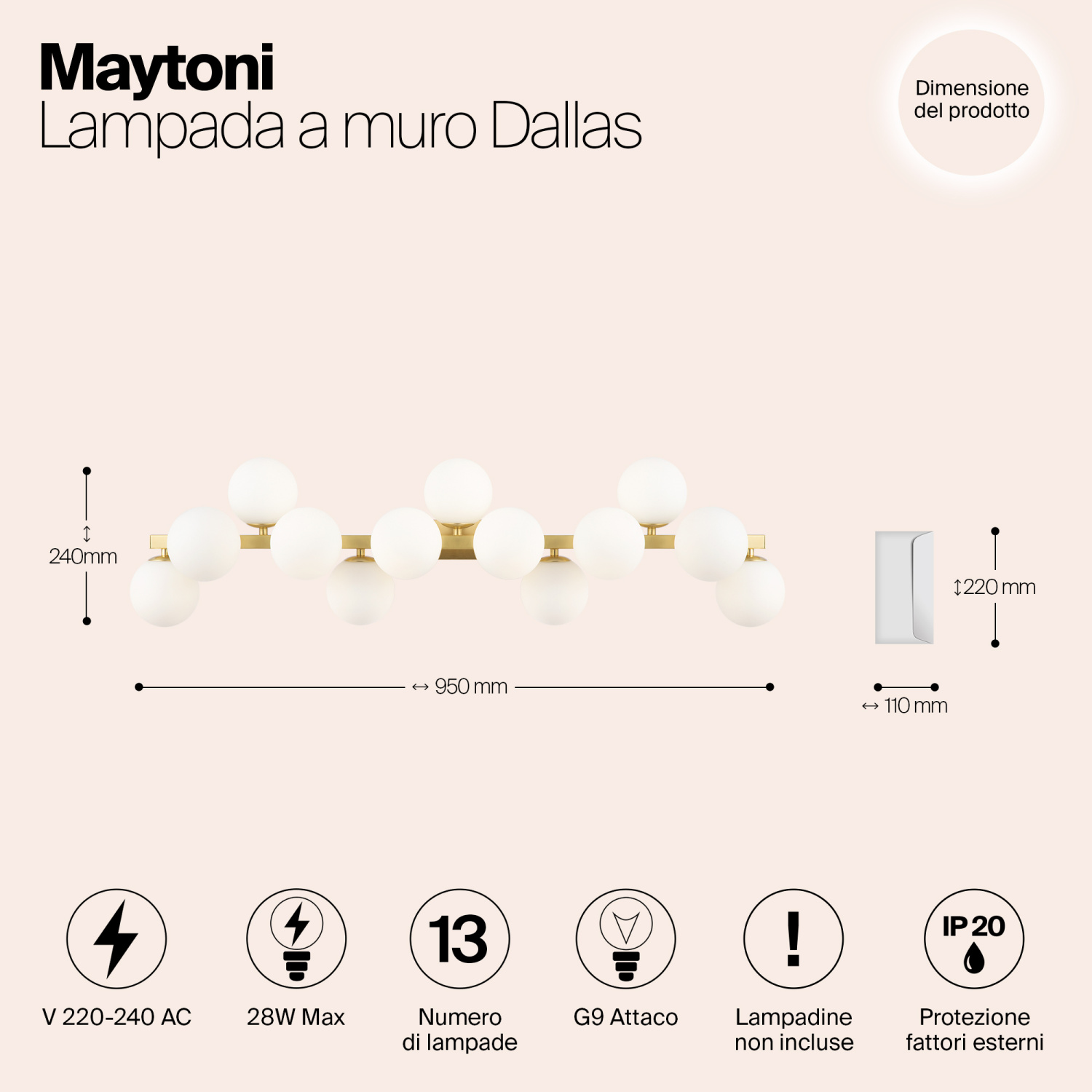 Maytoni Modern Dallas Настенный светильник (бра) цвет: золото MOD547WL-13BS