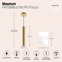 Maytoni Modern Pro Focus Подвесной светильник цвет: золото MOD161PL-01G1