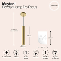 Maytoni Modern Pro Focus Подвесной светильник цвет: золото MOD161PL-01G1