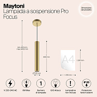 Maytoni Modern Pro Focus Подвесной светильник цвет: золото MOD161PL-01G1