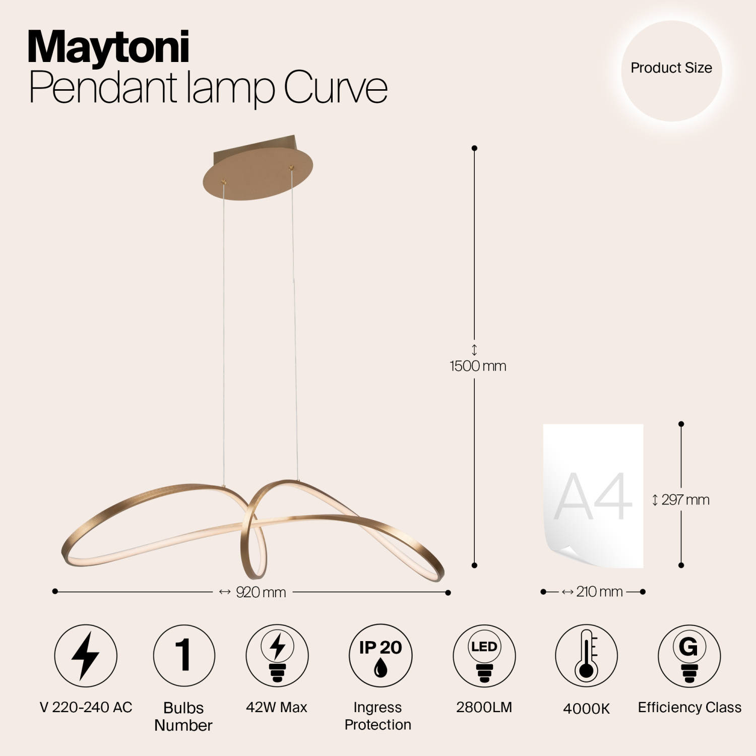 Maytoni Modern Curve Подвесной светильник цвет: золото MOD156PL-L52G4K