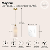 Maytoni Modern Antic Подвесной светильник цвет: золото MOD302PL-01W
