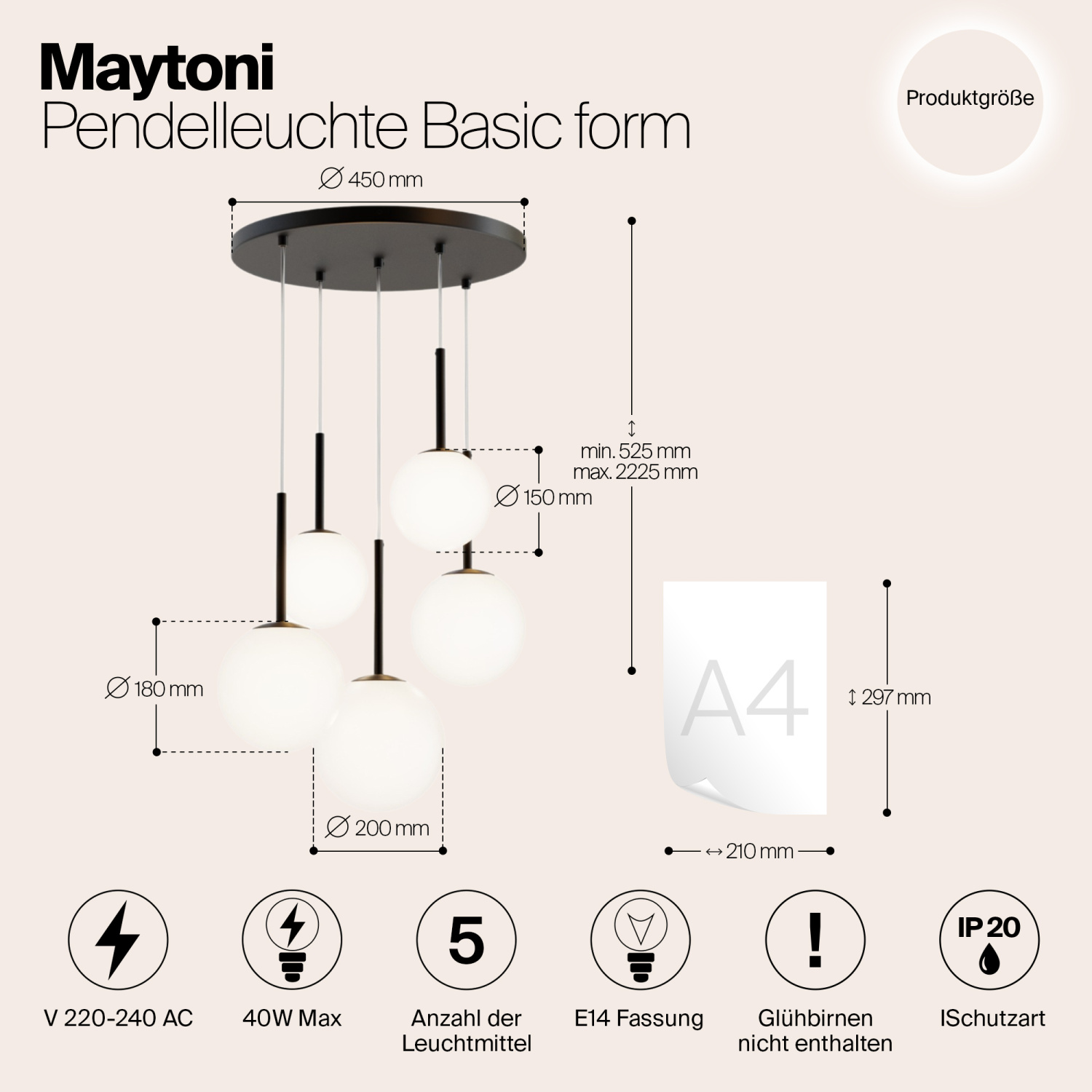 Maytoni Modern Basic form Подвесной светильник цвет: черный MOD321PL-05B