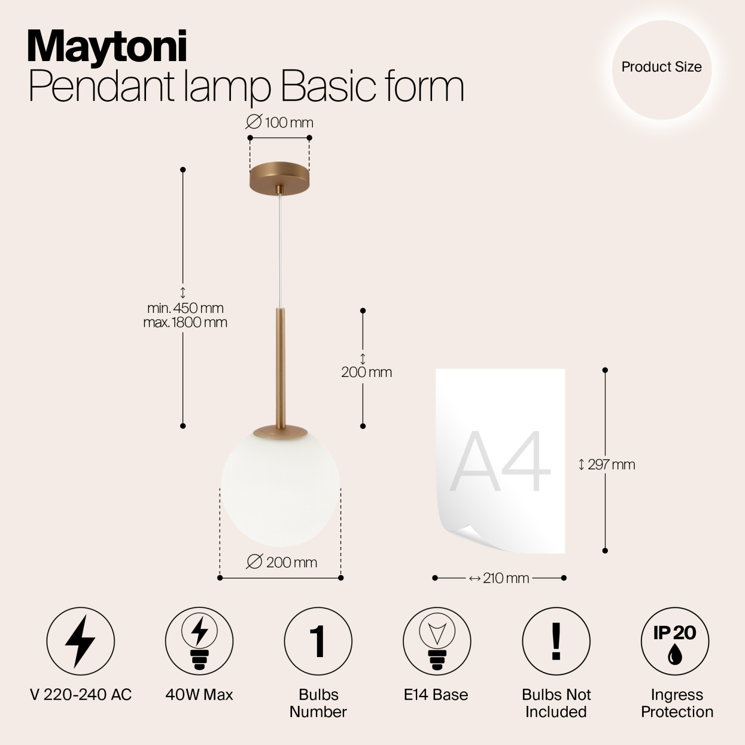 Maytoni Modern Basic form Подвесной светильник цвет: золото MOD321PL-01G3