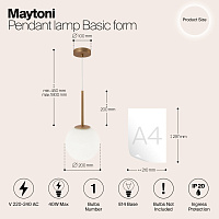 Maytoni Modern Basic form Подвесной светильник цвет: золото MOD321PL-01G3