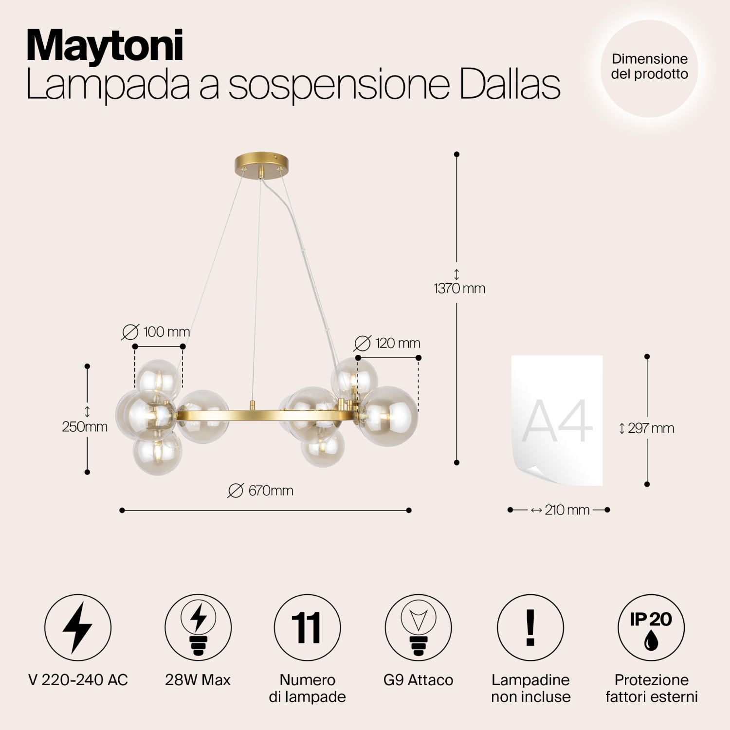 Maytoni Modern Dallas Подвесной светильник цвет: золото MOD545PL-11G