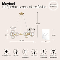Maytoni Modern Dallas Подвесной светильник цвет: золото MOD545PL-11G