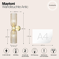 Maytoni Modern Antic Настенный светильник (бра) цвет: золото MOD302WL-02CG
