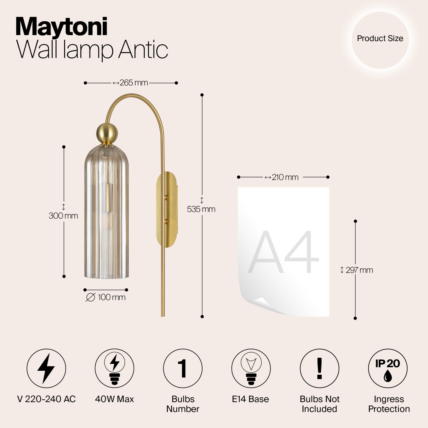 Maytoni Modern Antic Настенный светильник (бра) цвет: золото MOD302WL-01CG