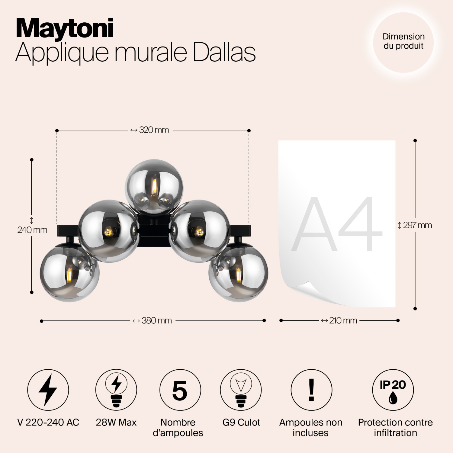 Maytoni Modern Dallas Настенный светильник (бра) цвет: черный MOD547WL-05B