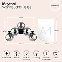 Maytoni Modern Dallas Настенный светильник (бра) цвет: черный MOD547WL-05B
